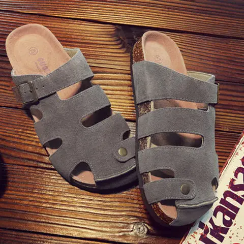 2024 New Men's Slippers Hollow-out Closed Toe Sandals Summer Outdoor Beach Fashion Personality Outdoor Plus Size Cork Shoes