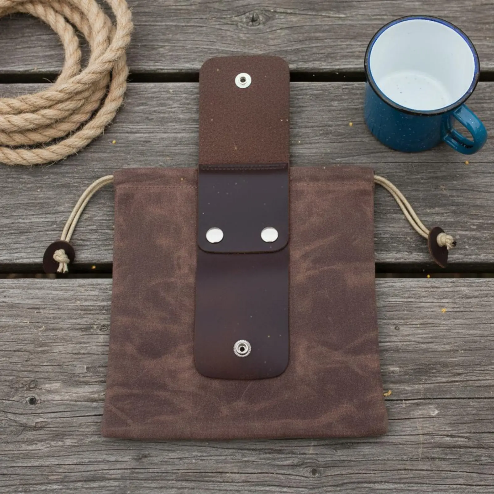 

Waxed Canvas Foraging Pouch Lightweight Foraging Pouch Camping Harvest Bag Leather Flap