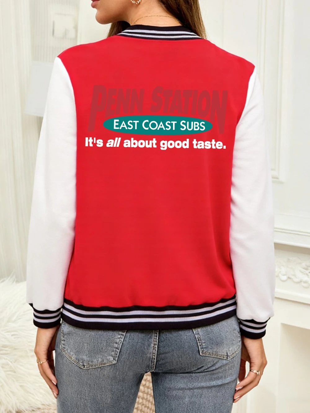 

Penn Station East Coast Subs куртки с принтом женские зимние флисовые теплые бейсбольные майки повседневные карманные пальто уличная свободная одежда