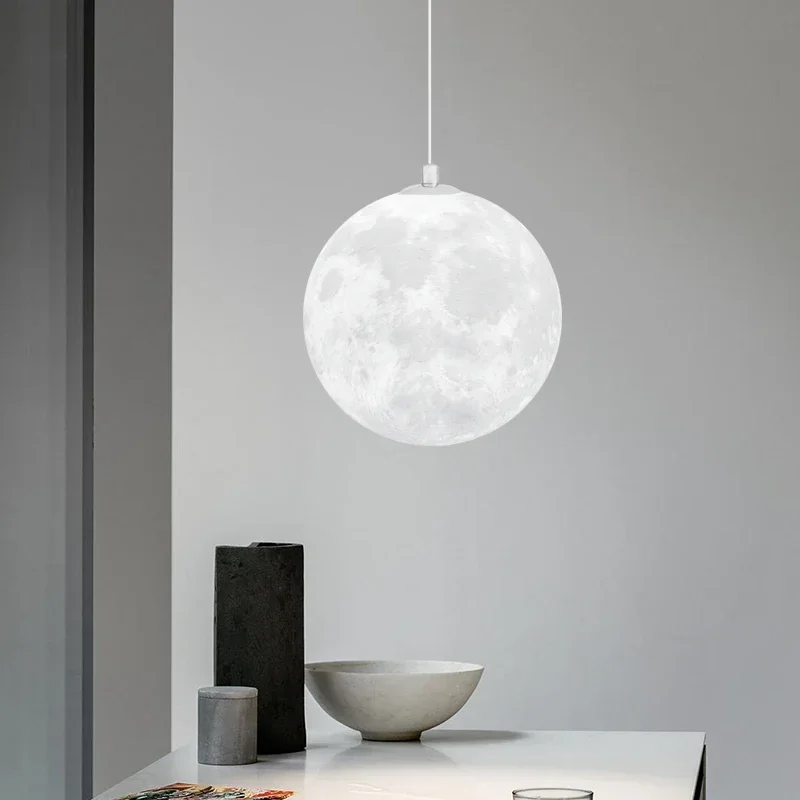 Modern LED Moon Pendant Chandeliers Lighting for Dining Room Kitchen Restaurant Bar Decor Hanging Bedside Lights Suspension Lamp