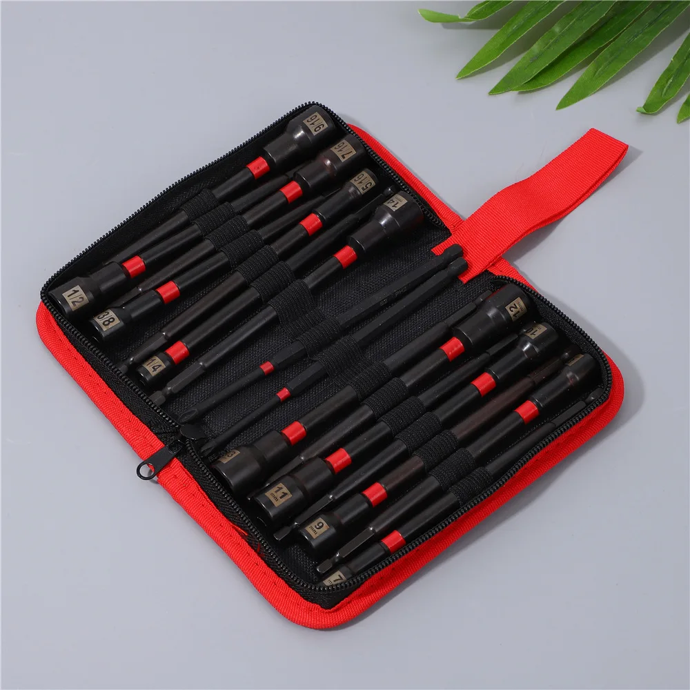 16-Piece Magnetic Socket Set, Carbon Steel Hex Bit Kit, Strong Magnetic Screwdriver Bits for Power Tools, Portable Home Tool