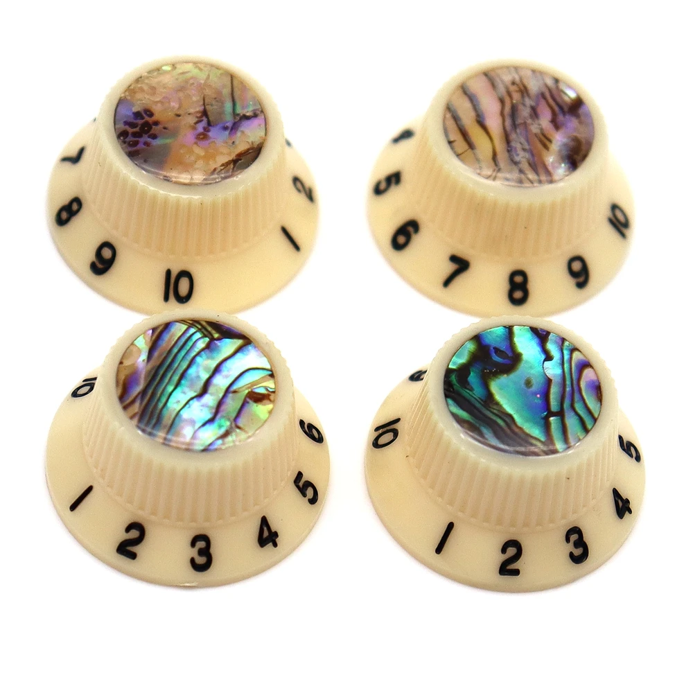 4 Stück Gitarrenknöpfe Abalone-Hutknöpfe Kunststoff-Lautstärke-Ton-Geschwindigkeitsregler für LP ST ES SG E-Gitarren-Teile – Detail 3