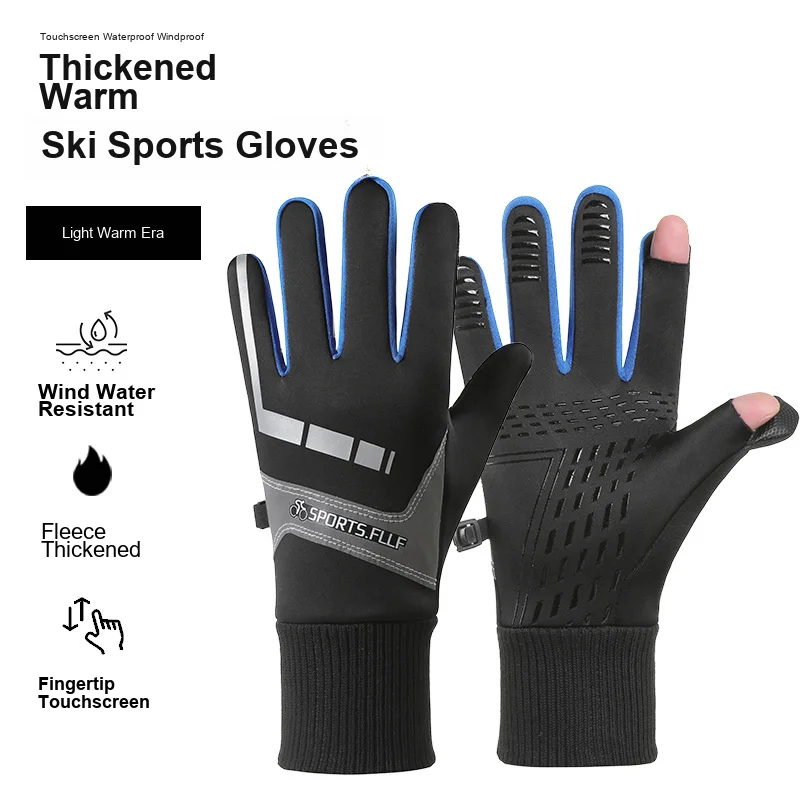 Cycling Gloves Non Slip Cold Resistant Water Resistant Touchscreen Fleece for Men Women Autumn Winter Outdoor Activities