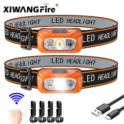 USB Rechargeable Mini Sensor Headlamp Portable Emergency Lighting Headlight Outdoor Waterproof Hiking Fishing Head Flashlight