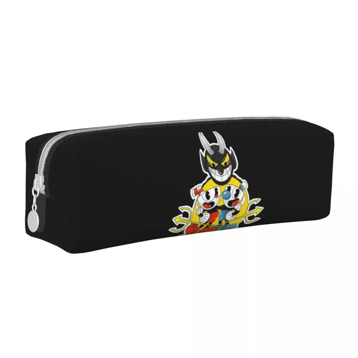 The Cuphead Game Pencil Case Back To School  Cases Square Child Retro Big  Box  Stationery