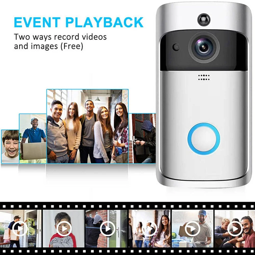 Wireless WiFi V5 Video Doorbell Smart Security Door Bell Visual Remote Monitor Night Vision Intercom Door Phone Without Battery