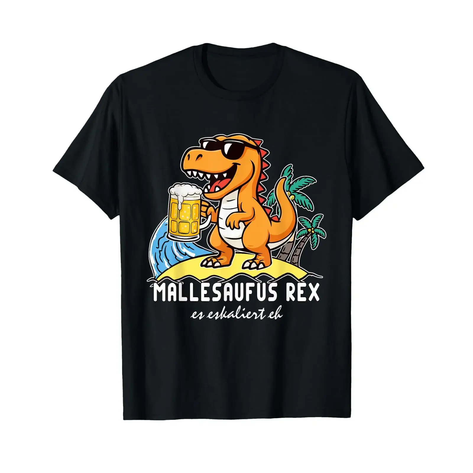 Malle Mallesaufus Rex Funny Mallorca Summer Party T Shirt vintage Washed Stretched Unisex Top For Everyday Wear Comfortable
