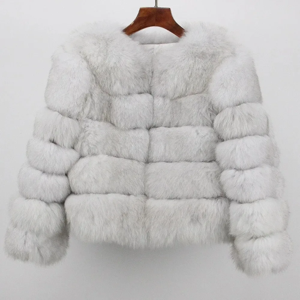 2024 Real Coat Winter Jacket Women Natural Fox Fur Raccoon Outerwear O-neck Thick Warm Luxury Female Plus Size Streetwear