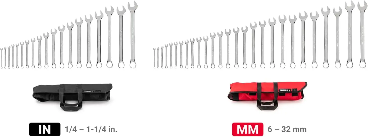 Combination Wrench Set with Pouch, 46-Piece (1/4-1-1/4 in., 6-32 mm)