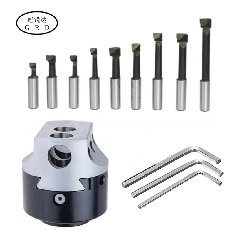 F1-50mm (2 inch) adjustable boring head set, Mohs taper shank + 9 12mm boring bar numerical control milling machine boring tool