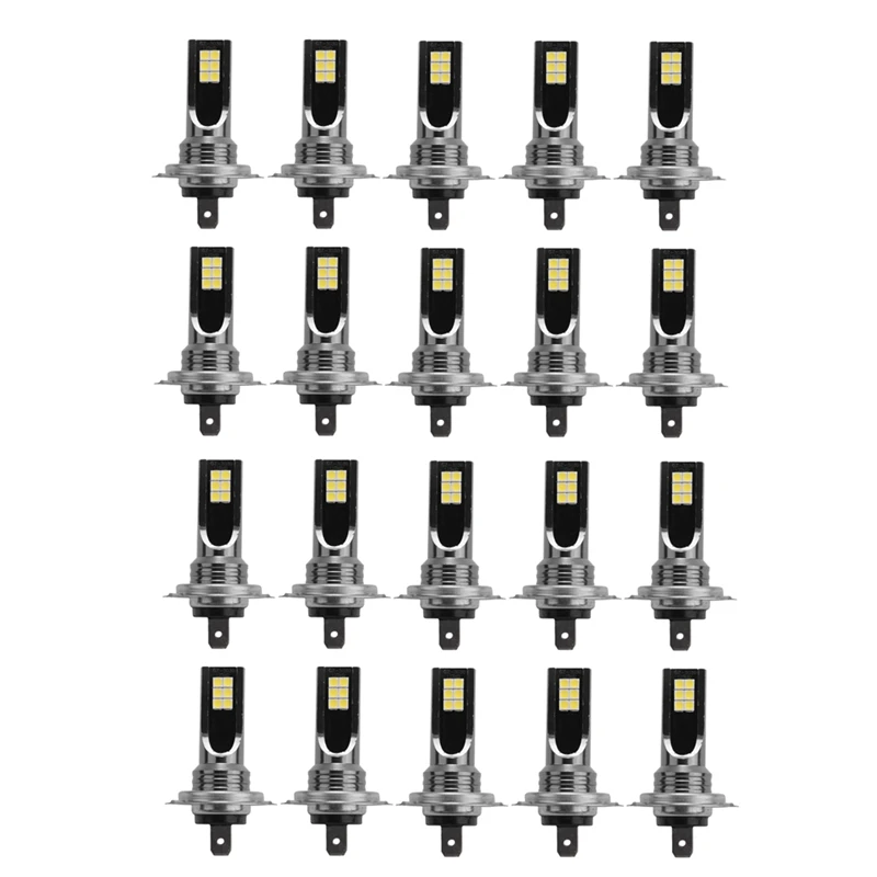 20Pcs H7 12SMD LED Fog Light Canbus Bulb Conversion 1000LM 6000K White Light Error Free Canbus Bulb Front Fog Lamp Bulb