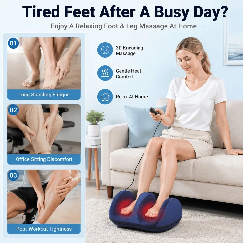 3D Electric Heated Foot Massager, Heated Foot Leg Massager, Calf Massage Machine, Roller Massage Device, Home Relaxation Care