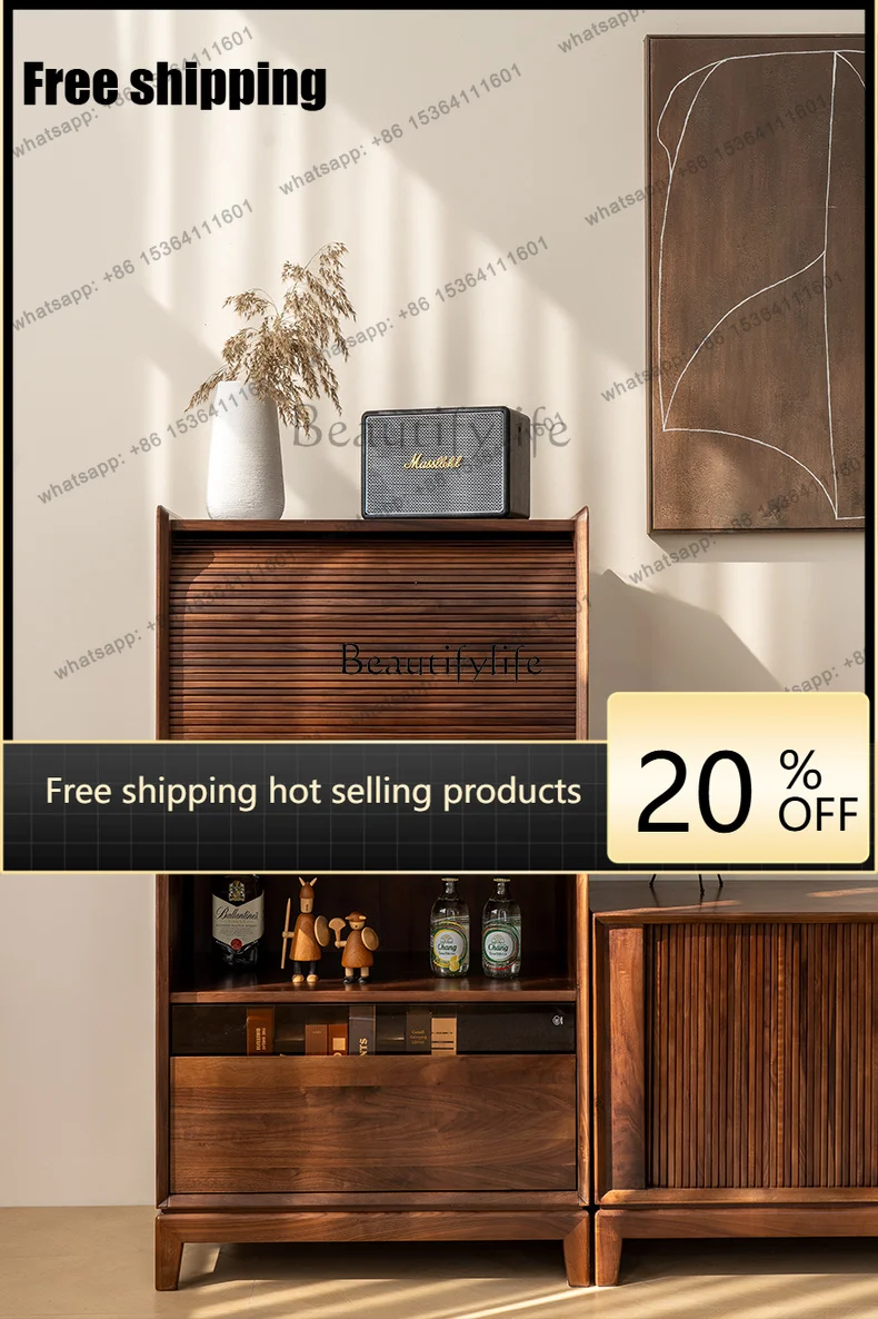 Factory Direct Black Walnut Medieval TV Side Cabinet Living Room Storage Drawer Cabinet