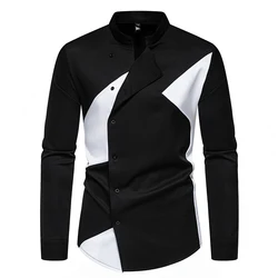 New Men Shirt Long Sleeve Irregular Personality Shirts Luxury Party Palace Wedding Dancing Social Dress Shirt Male Tops