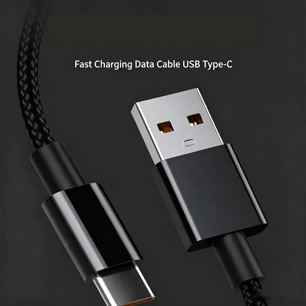Black Braided Nylon 1m 1.5m USB C Cable Type C Charger Fast Charging Cable For IPhone 17 16 15 Pro Max For Samsung Xiaomi OPPO