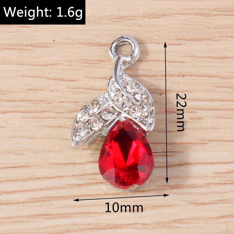 10pcs 10x22mm Elegant Crystal Tree Leaf Charms Pendants for Jewelry Making DIY Necklaces Earrings Handmade Crafts Accessories