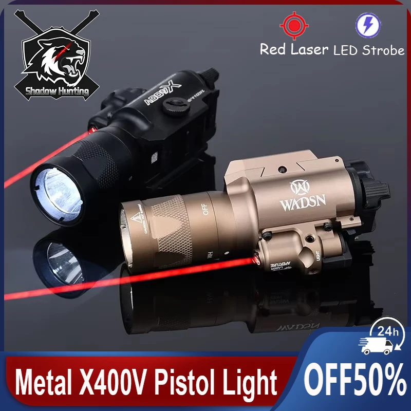 

WADSN X400 X400V Tactical Pistol Flashlight White light Strobe Red Dot Laser Metal Scout light Airsoft Weapon Hunting Light