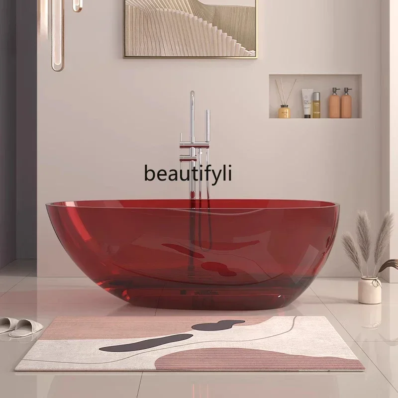 6239Qimeishi transparent bathtub Color crystal artificial stone Oval independent integrated resin bathtub