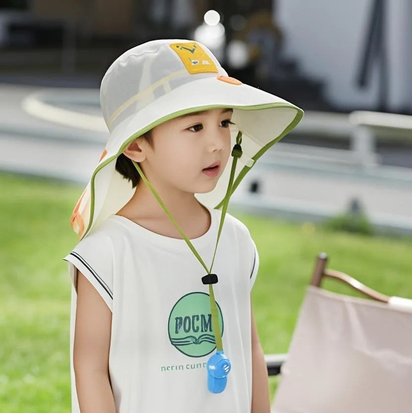

Summer children's hat sun hat outdoor anti-ultraviolet neck protection fisherman hat new style breathable sun protection