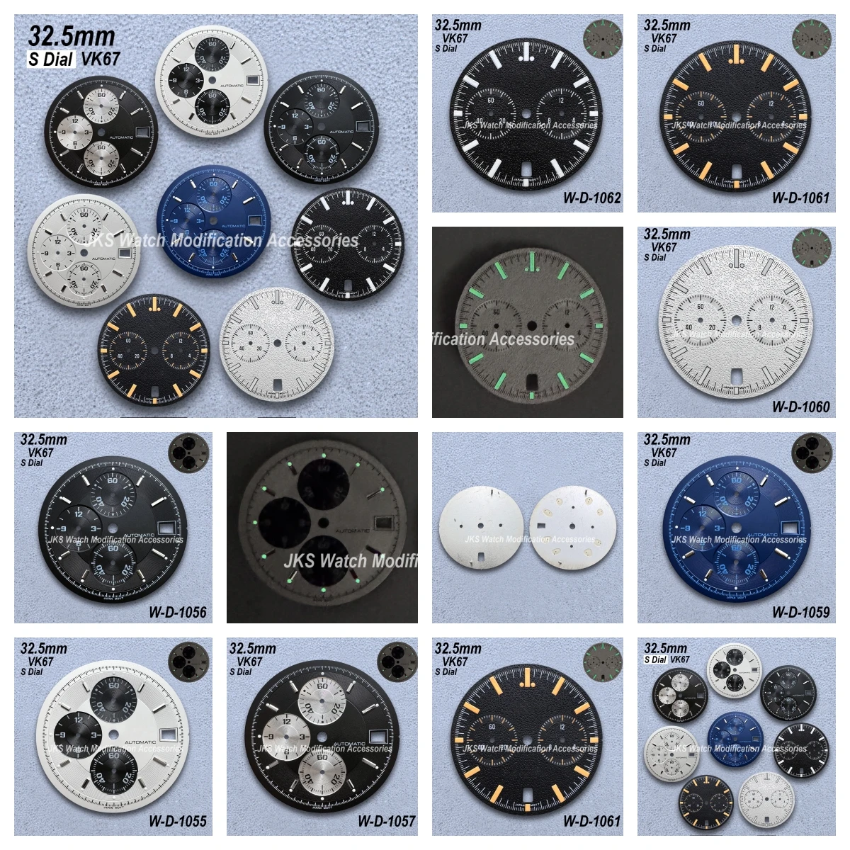 

32.5mm S Logo Matte Dial Fit VK67 Movement Green Luminous Speed High-Quality Watch Modification Accessories