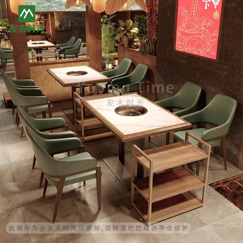 Restaurant Booth SetMarble , Chain Restaurant Booth Sofa, Integrated Induction Cooker, Rock Slab , Table And Chairs Hot Pot Re