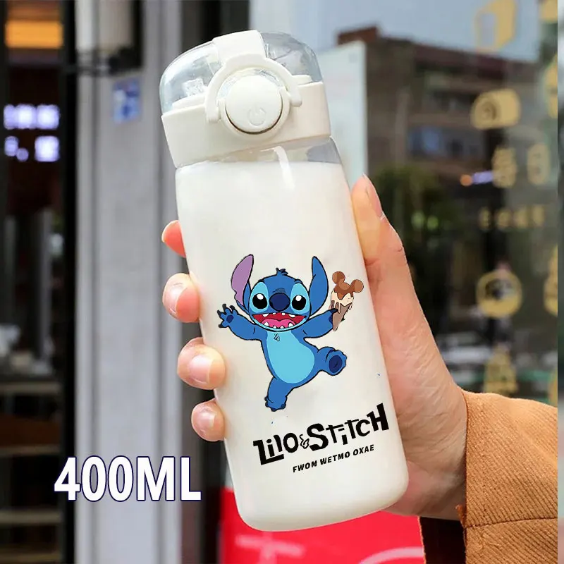 600/400ML Lilo&Stitch Straw Bottles Disney Drinking Office Transparent Portable Anti Drop Children\'s Water Bottle PC Material