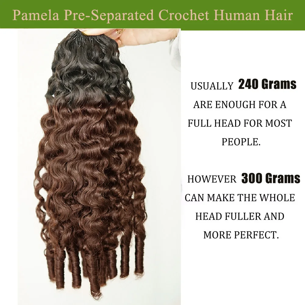 Highlight Colored Burmese Curly Virgin Hair Crochet Human Hair Brown Color Knotless PreSeparated Crochet Feather Hair Extensions