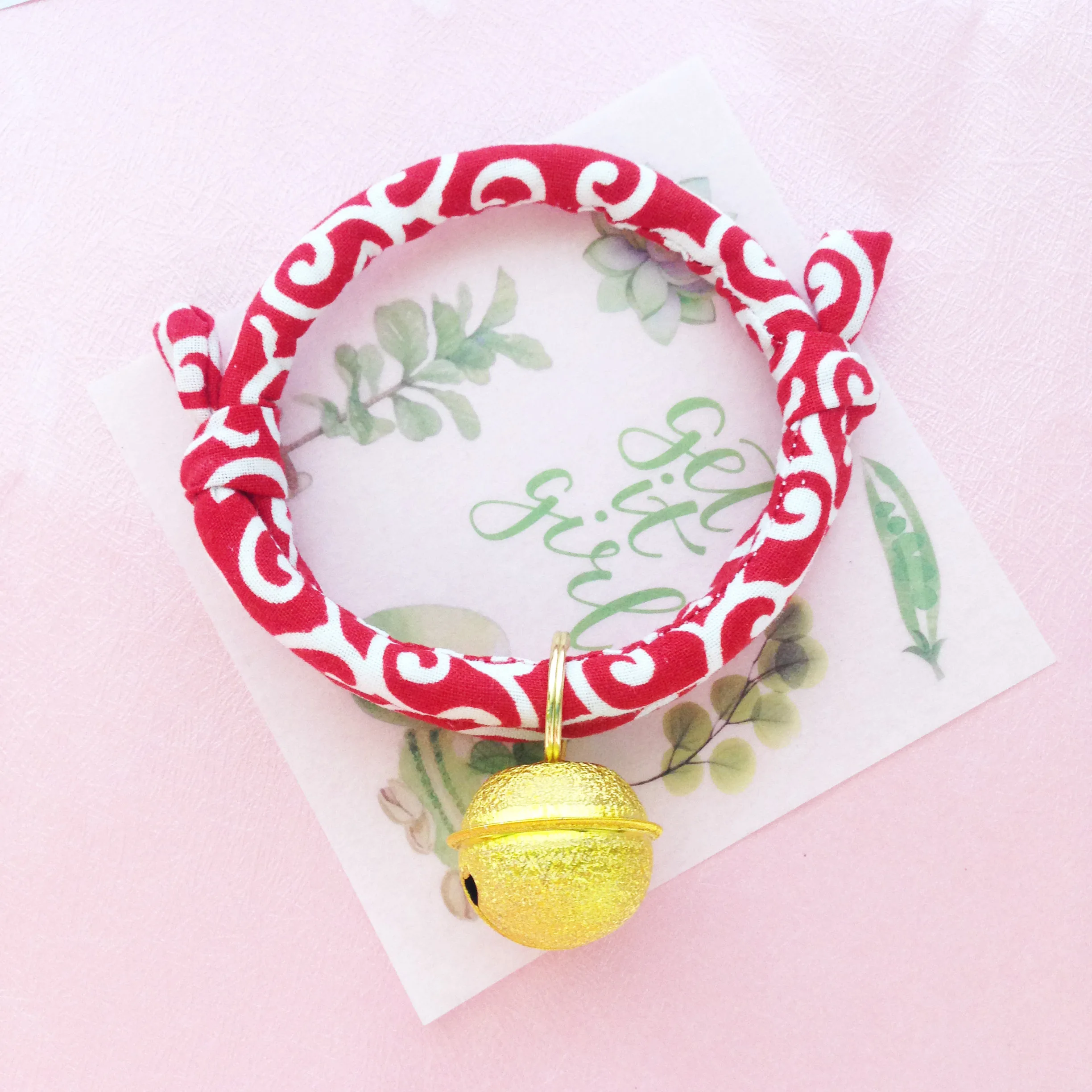 Handmade Matte Pet  Necklace with Bell Japanese Style Dog Collar Cotton Material Universal Pet Supplies  Leash Tag