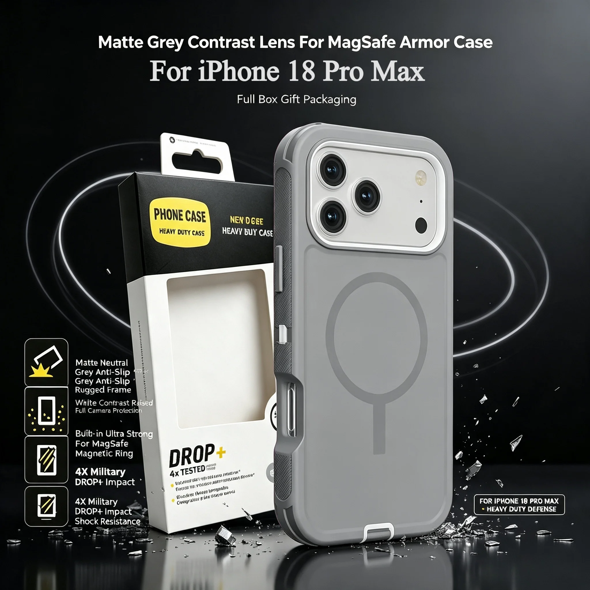 3IN1 Tough Full Protection Armor OTT-BOX Cover For iPhone 18 Pro Max 18 17E 16E 15 14 Plus 13 For MagSafe Charging Defender Case