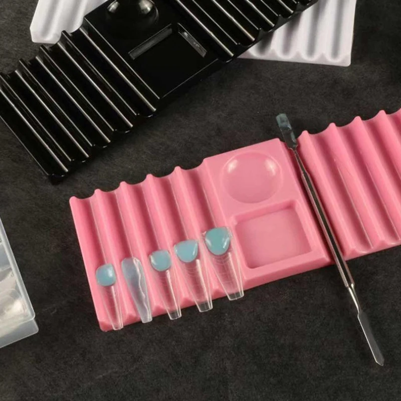 [FE] Plastic Multi-purpose Nail Art Pen Holder 10-Compartment Brush Stand With Color Palette Organize And Display Manicure Tool