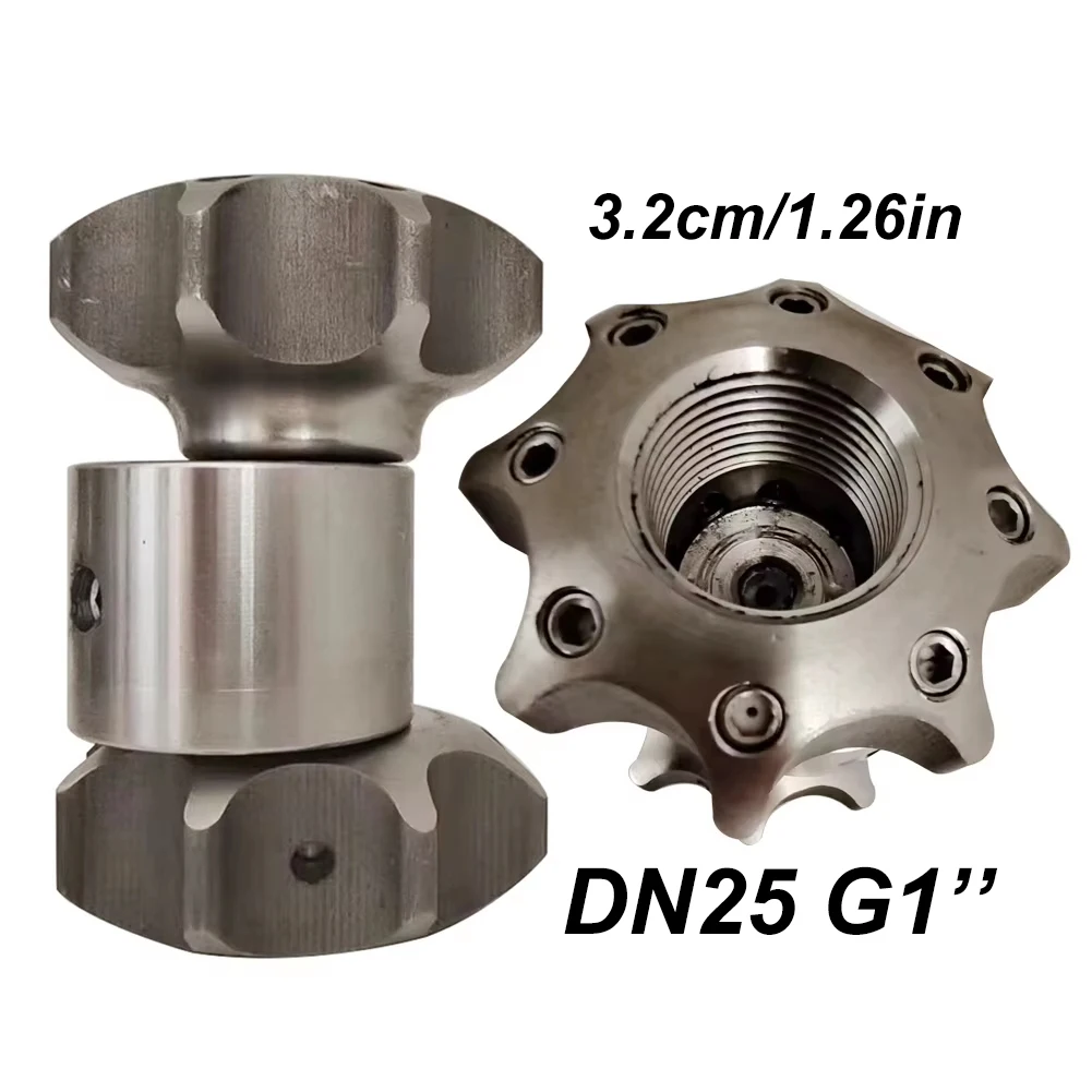 High Pressure Rotating Nozzle Mechanical Nozzle Side 1 Hole Rear 8 Holes Cement Oil Stains Dirt Washing Nozzles 33mm /1.3 inch