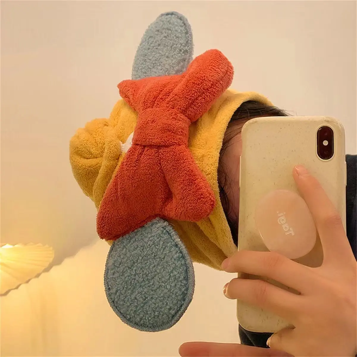 Hair Dry Cap Cartoon Bow Cute Kawaii Girls Shower Spa Make-up Buckle Towel Bathroom Microfiber Lint-free Water Absorbent Cozy