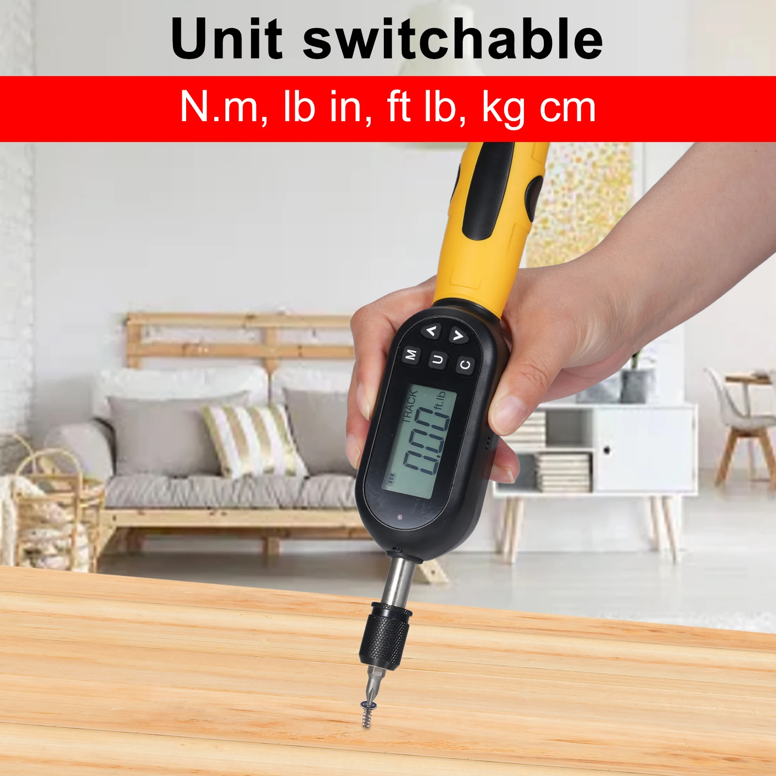 Obeng Torsi Digital 10.74-106.21 In-lbs/1.2-12N.m 1/4 Inci /6.35Mm ± 2% Set Obeng Torsi dengan Buzzer/Lampu LED