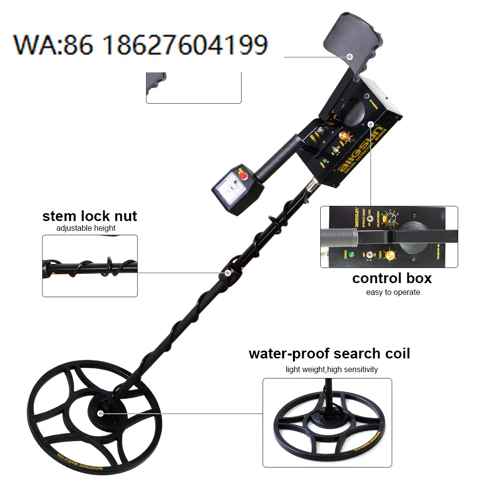 Adjustable Stem Underground Metal Detector Waterproof Coil LCD Display 1.5m Max Depth Adult Detector