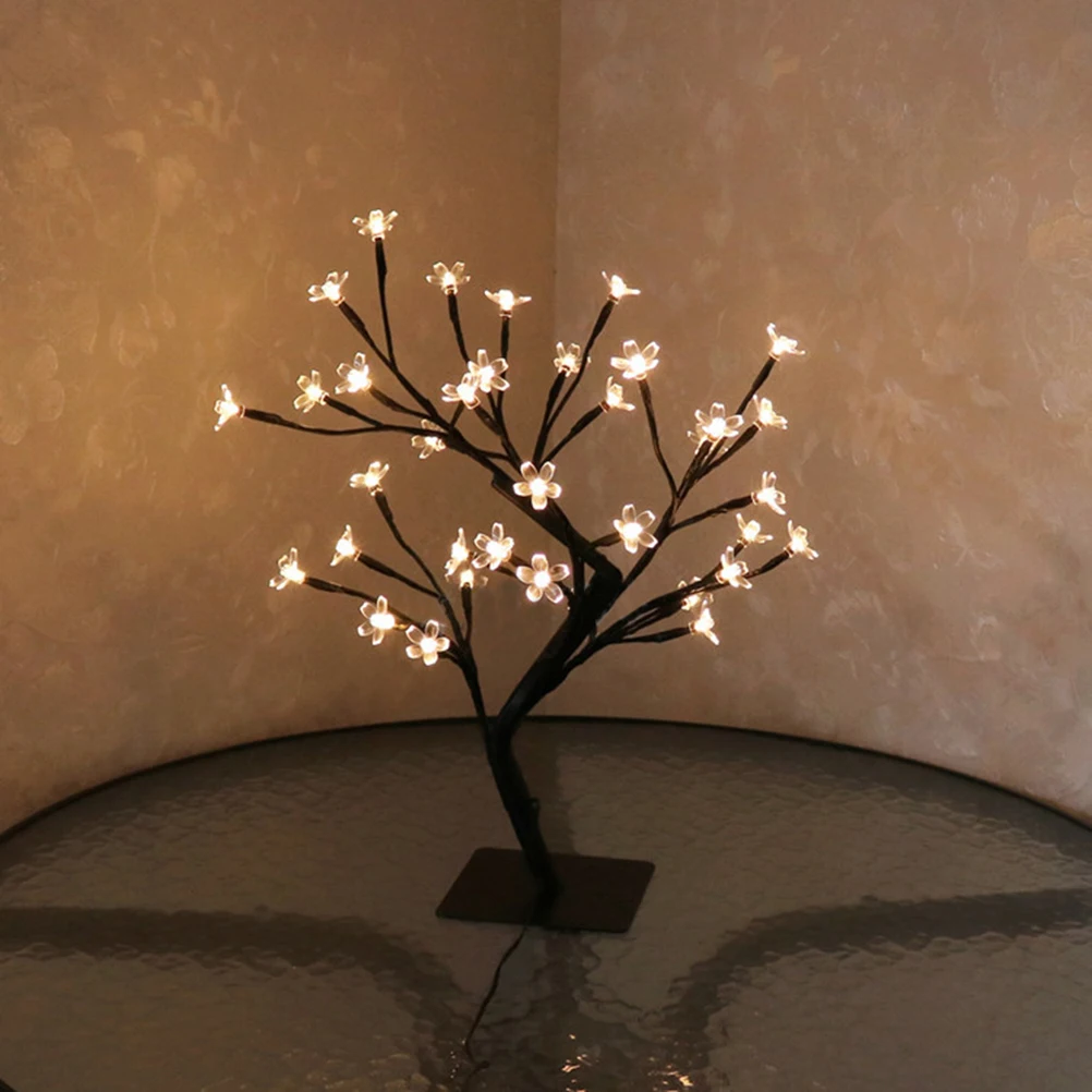 

36 LED Decorative Cherry Tree Light Cherry Blossom Bonsai Light Lamp Desk Tree Light for Home Wedding Decoration (Warm White Lig