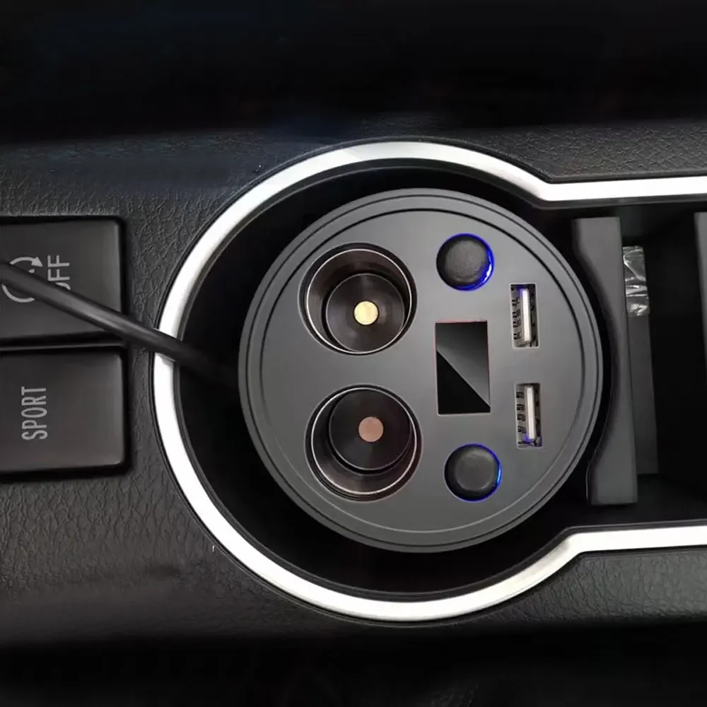 Divisor de isqueiro do carro com display led, dual usb, 3.1A tomada de energia, isqueiro, carregador, suporte de copo, acessórios do carro