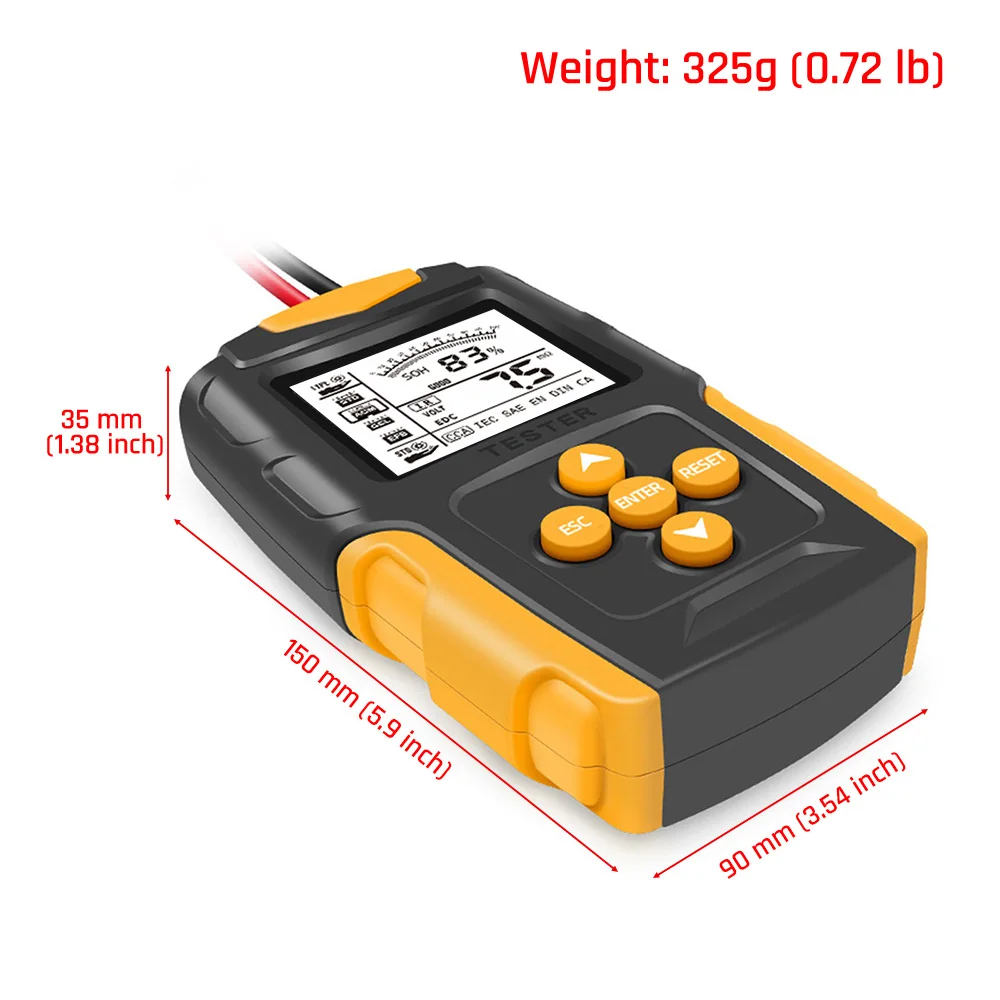 FOXSUR-probador y analizador de batería inteligente, 12V, 24V, para coches, GEL, AGM, enchufe de carga rápida automotriz, comprobación de