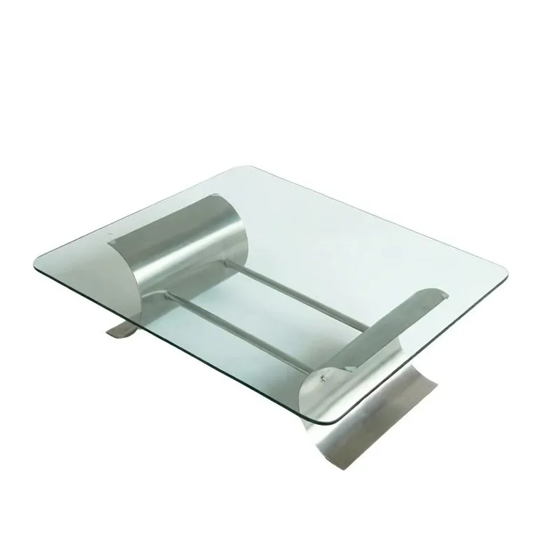 Stainless steel coffee table, personalized and creative square tempered glass coffee table