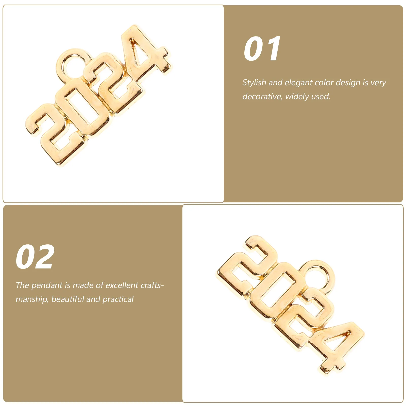 100Pcs 2024 Number Pendants Zinc Alloy Stylish Charms for DIY Bracelet Necklace Jewelry Making Graduation Number Pendant