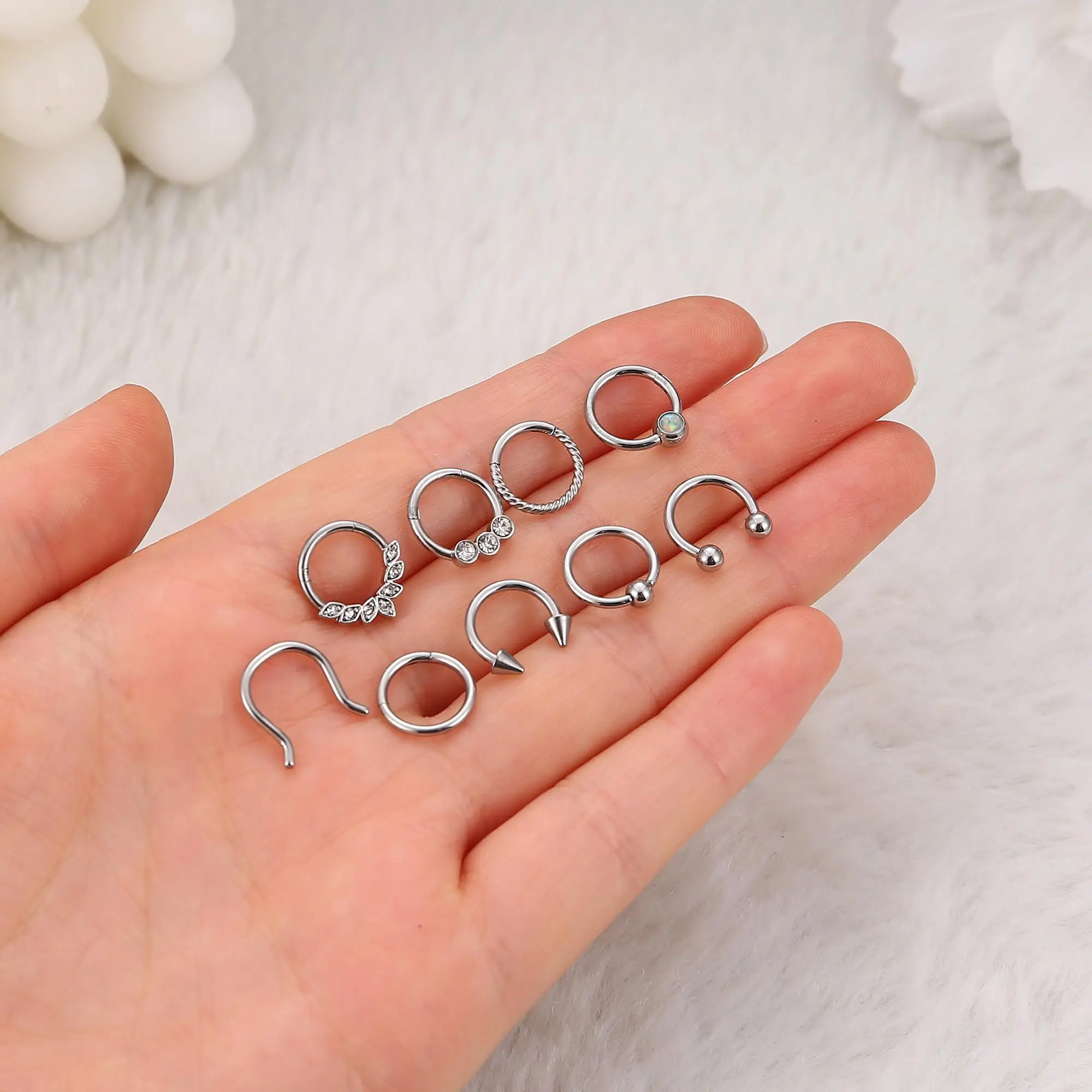 Drperfect 16G Septum Ring Schmuck Ohrringe Edelstahl Hoop Nasenringe für Frauen Helix Tragus Lippenknorpel Septum Piercing – Detail 6