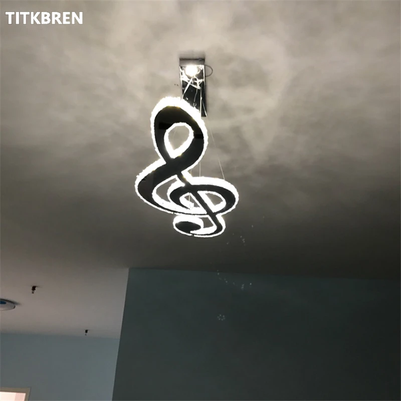 Modern Musical Note Crystal Chandelier Living Room Pendant LED Light Ceiling Lamp Hall Creative Personalized Lighting