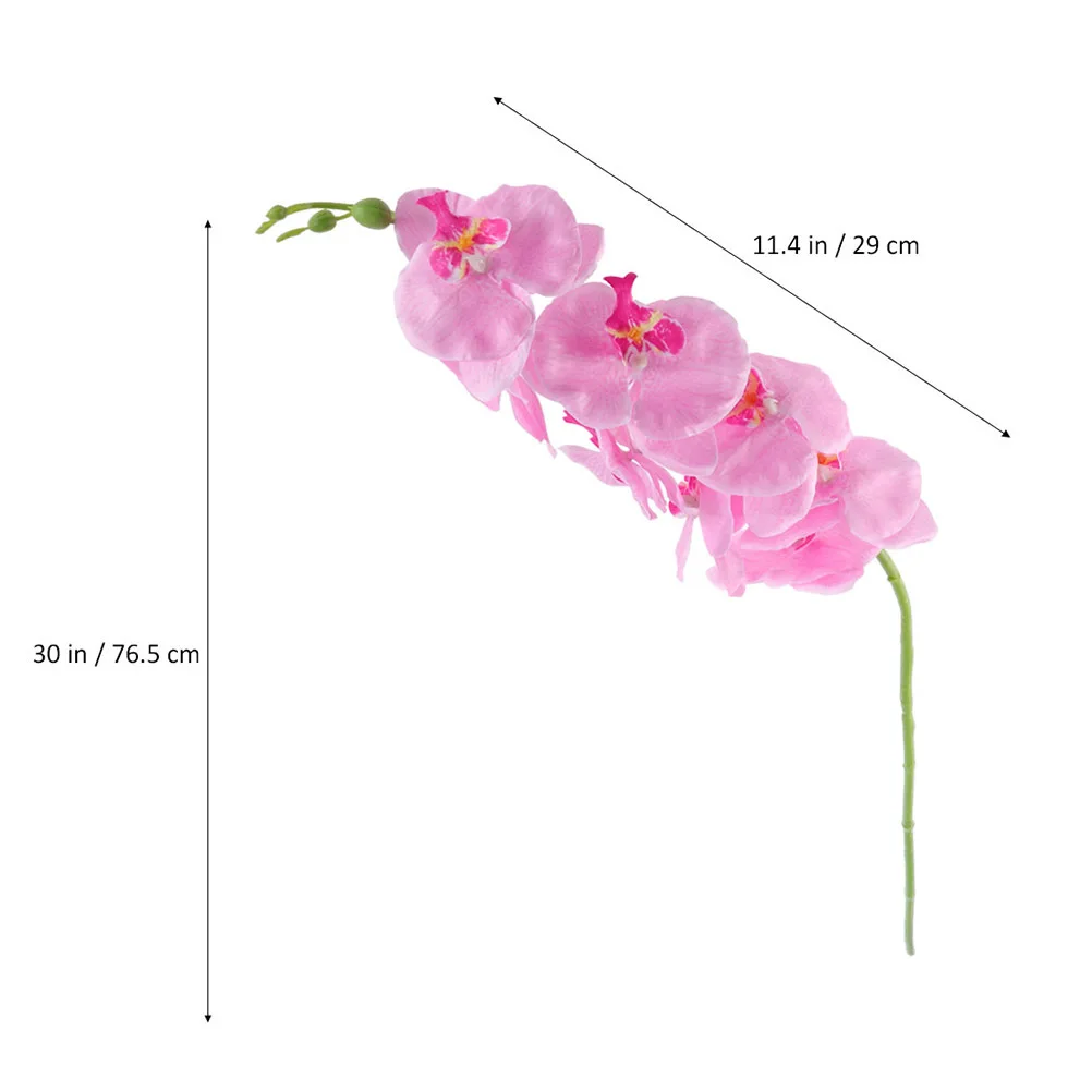 

2Pcs Realistic Simulation Orchid Pink Home Office Party Decor 8 Blooms 3 Small 3 Large Green Buds Artificial Orchid