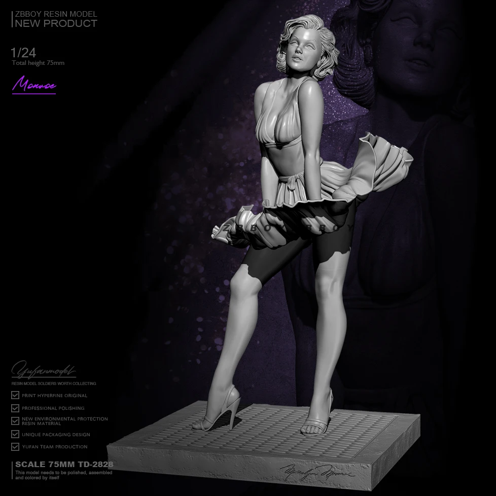 Kits de modèles en résine 75mm 1/24, figurine beauté incolore et auto-assemblée TD-2828