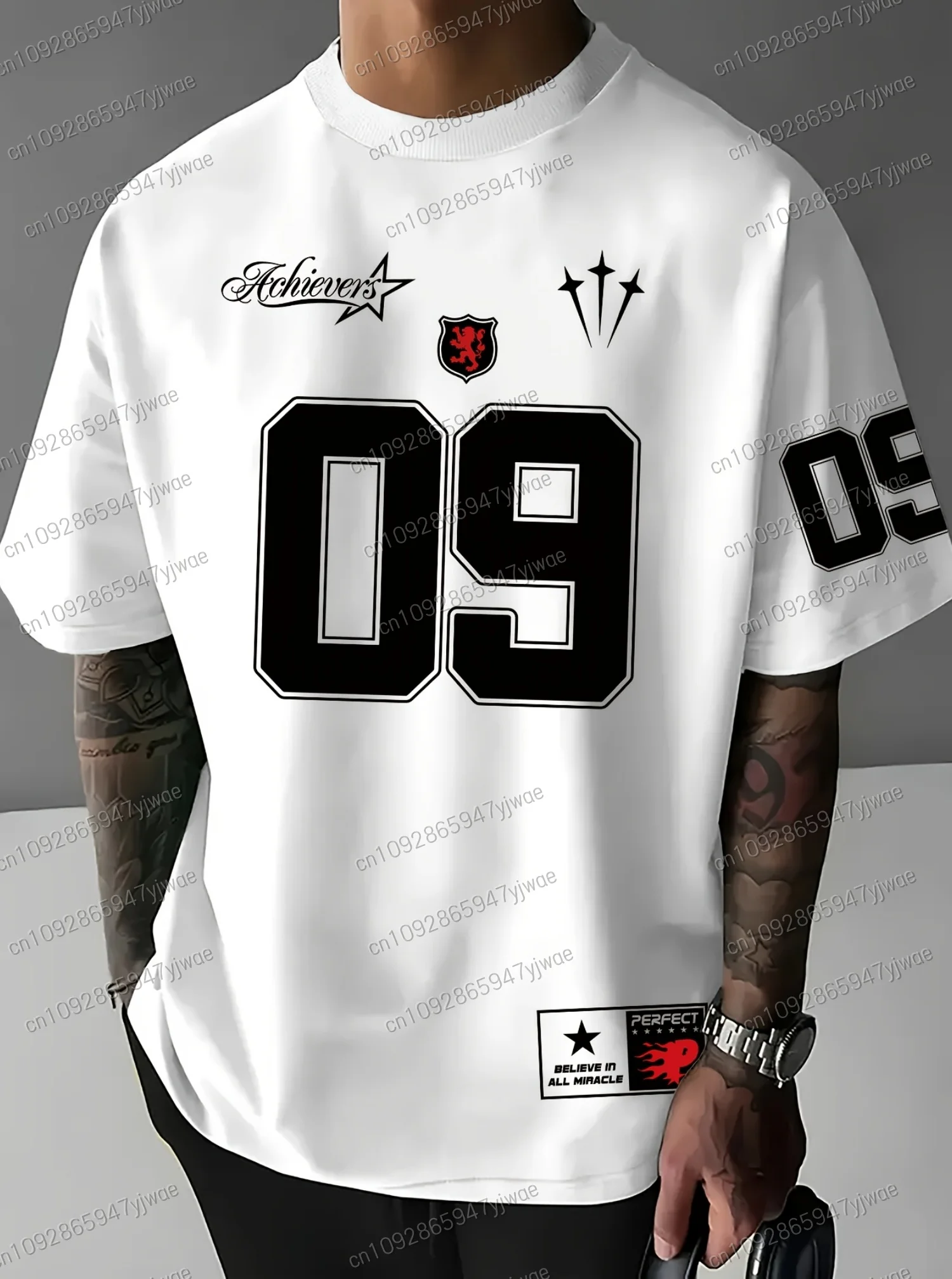 Kaus Lengan Pendek Leher-o Pria Baru Kaus Kasual Uniseks Olahraga Atasan Jersey Ukuran Besar Dewasa Gambar Cetak No.9 Pakaian Pria