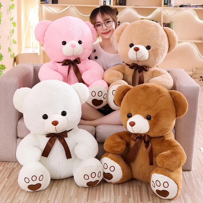 Ours en peluche de dessin animé de haute qualité, jouet câlin, animaux en peluche, poupée adorable, cadeau d'anniversaire pour enfants, compagnon de jeu