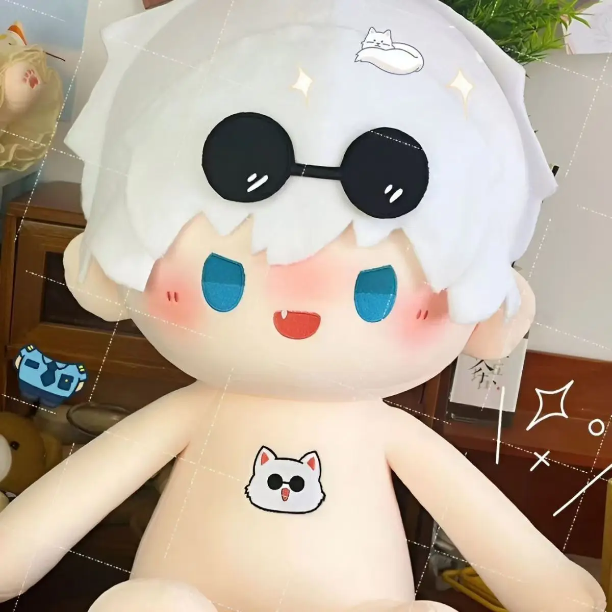 40 cm Jujutsu Kaisen Satoru Gojo Furry Adorabile Baby nudo Maumet Cartoon Cotton Doll Delicata burattino Posizione seduta Natale