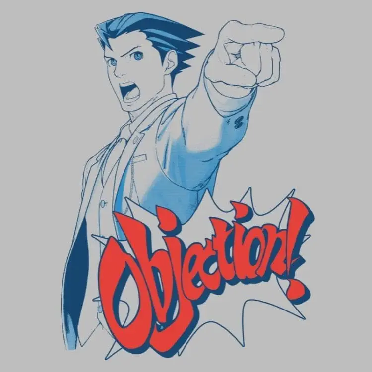 Ace Attorney Defense Courtroom Trial Video Game Objection Adult T-Shirt Tee