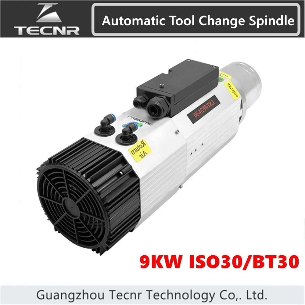 9KW Automatic Tool Change Spindle ISO30 BT30 ATC Air Cooled Spindle Motor 18000RPM 24000RPM For Woodworking CNC Cutting Machine