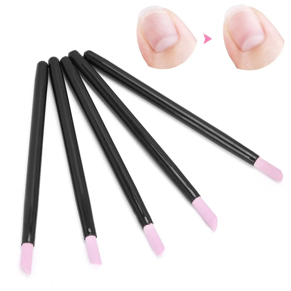 5PCS Quartz Stone Quartz Stone Polishing Pen Washable Black Color Cuticle Pusher Exfoliating Pumice Stone