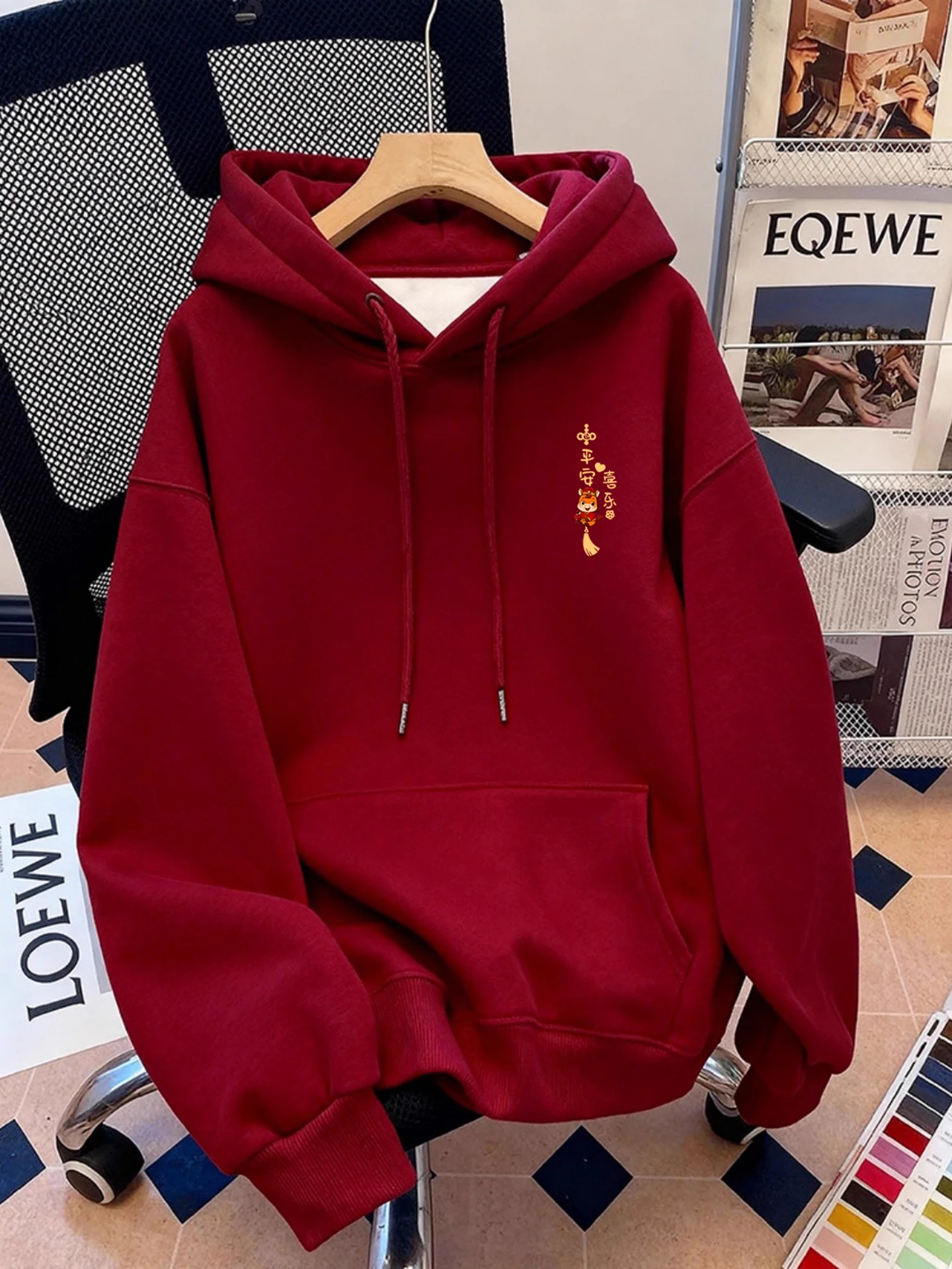 

Утепленная флисовая толстовка с капюшоном, женская удлиненная куртка в корейском стиле, осень-зима, новинка, цвет винно-красный